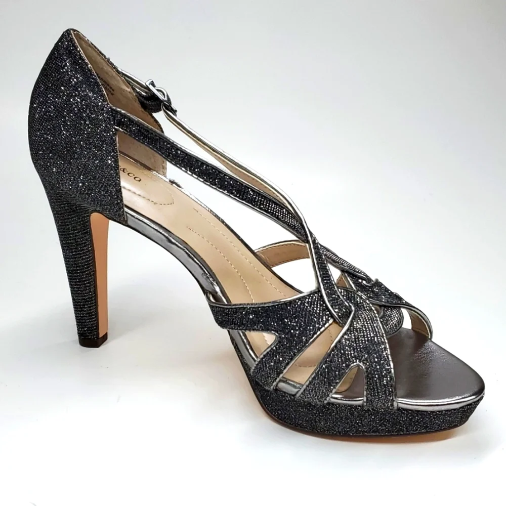 Style and Co Selinaa Silver Gray Platform Stiletto Heels 8 NWT